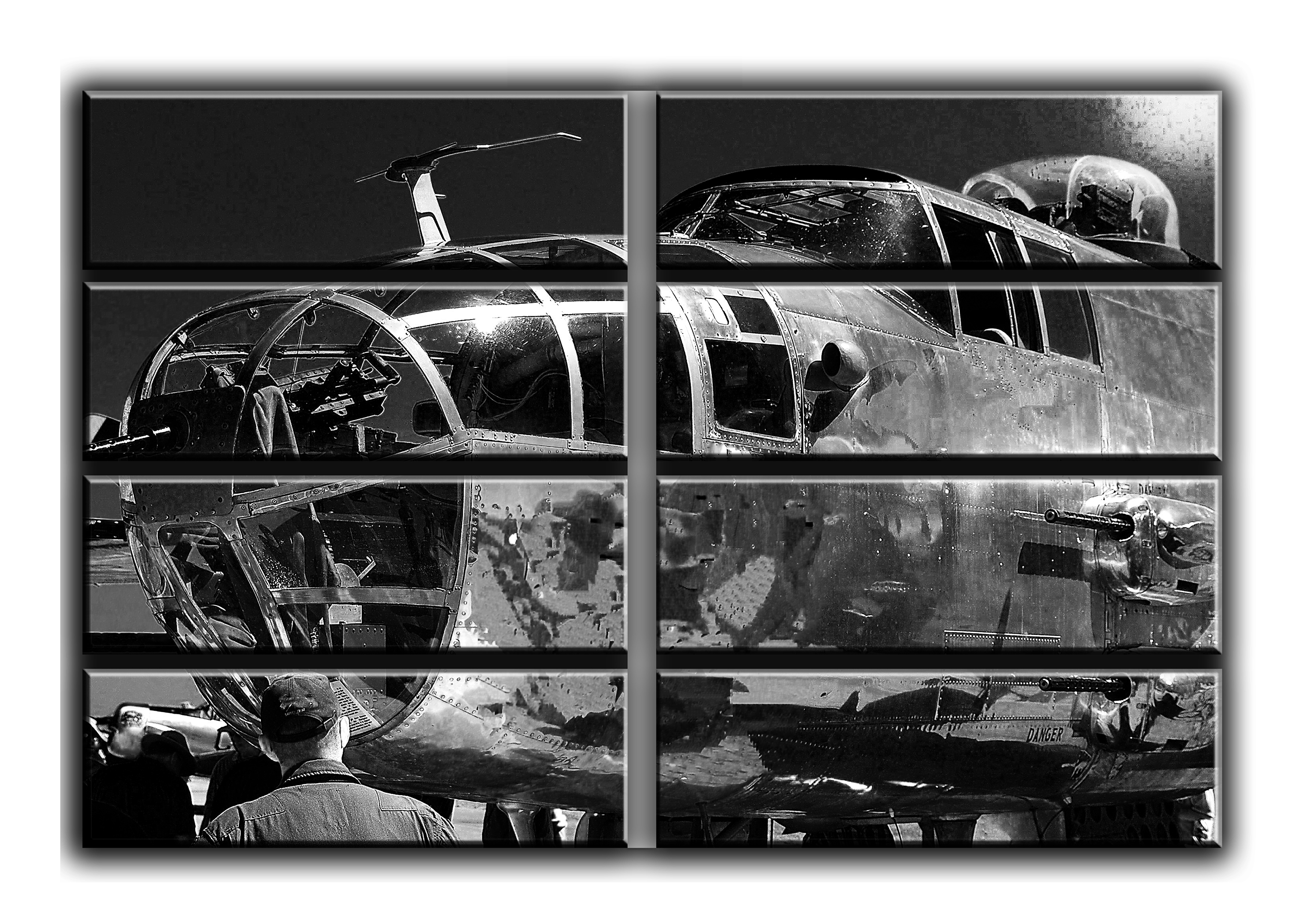 

Модульная картина на холсте из 8 больших частей военный самолет B-25 бомбардировщик Hotel Arizona HD 178 см x 254 см