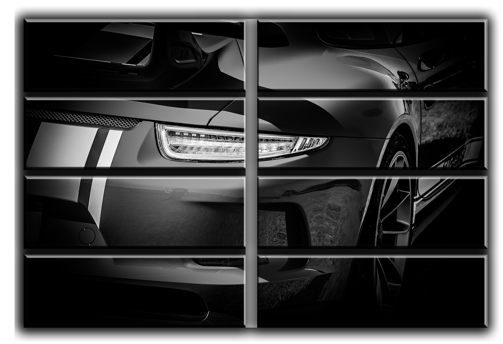 

Модульная картина на холсте из 8 больших частей Авто Porsche 911 GT3 споривное авто Порше Hotel Arizona HD 178 см x 254 см