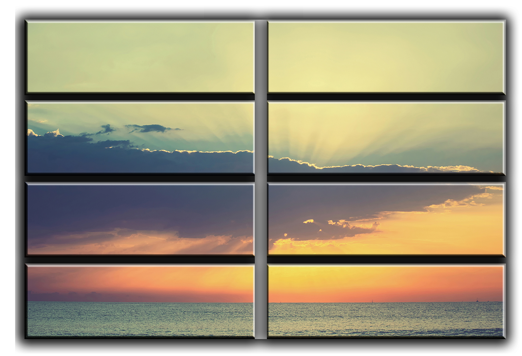 

Модульная картина на холсте из 8 больших частей Рассвет на море морская тематикаа Hotel Arizona HD 178 см x 254 см