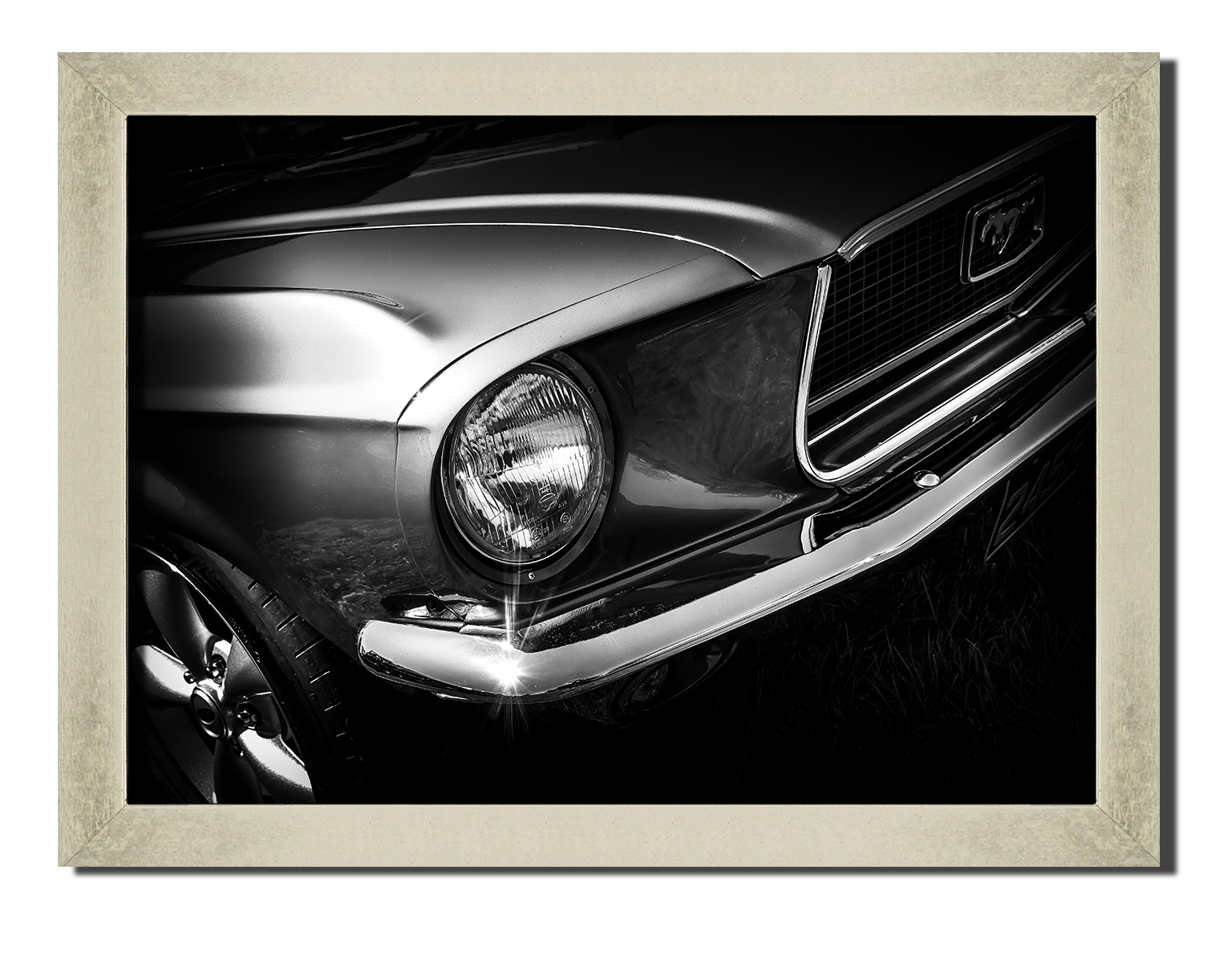 

Silver frame картина на файн-арт бумаге Ford Mustang старинные ретро винтажные авто Hotel Arizona HD 31 см x 41 см