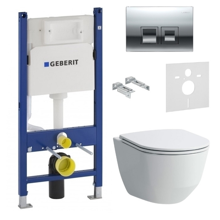 

Унитаз подвесной Laufen Pro Rimless сиденье Slim монтажный комплект Geberit Duofix Н112 12 см cмывная клавиша Delta 50 хром глянц
