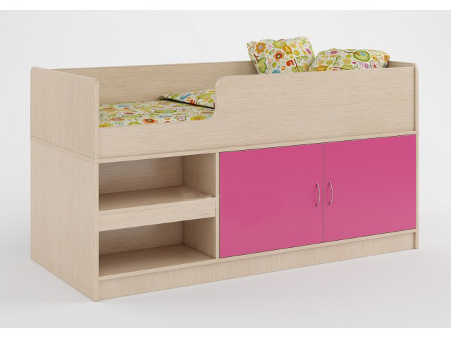 

Детская кровать чердак KidsBunkBed Д05 дуб молочный розовый 1646x750x872 мм