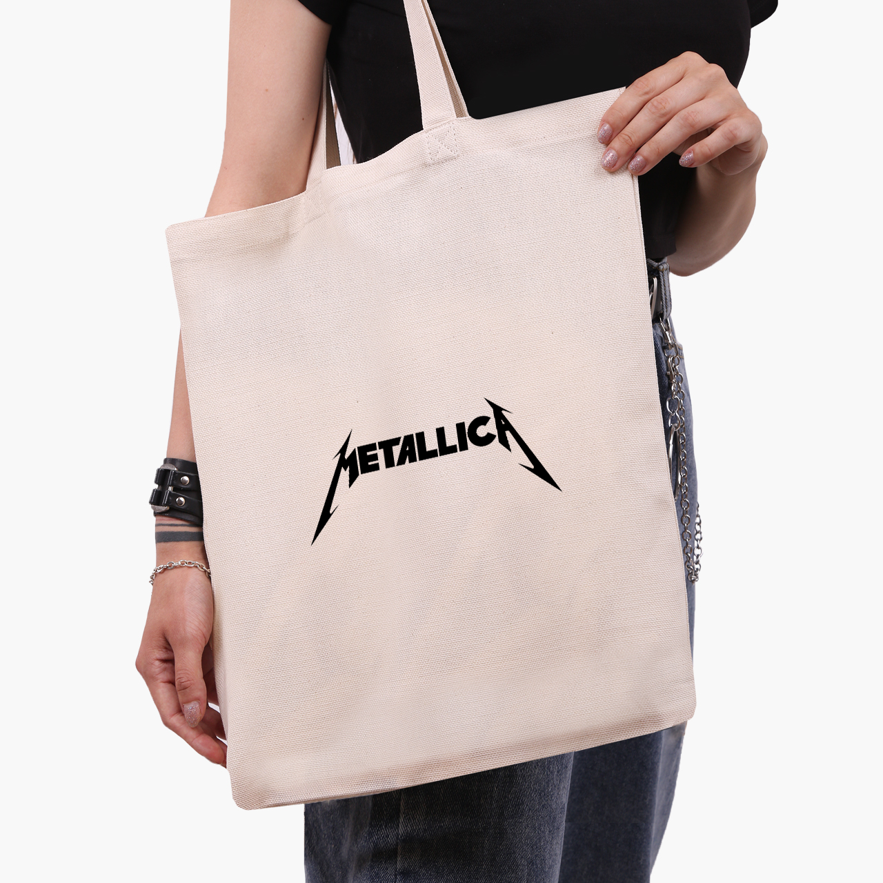 

Эко сумка шоппер Metallica (9227-1965-3) 41x35 см Белый