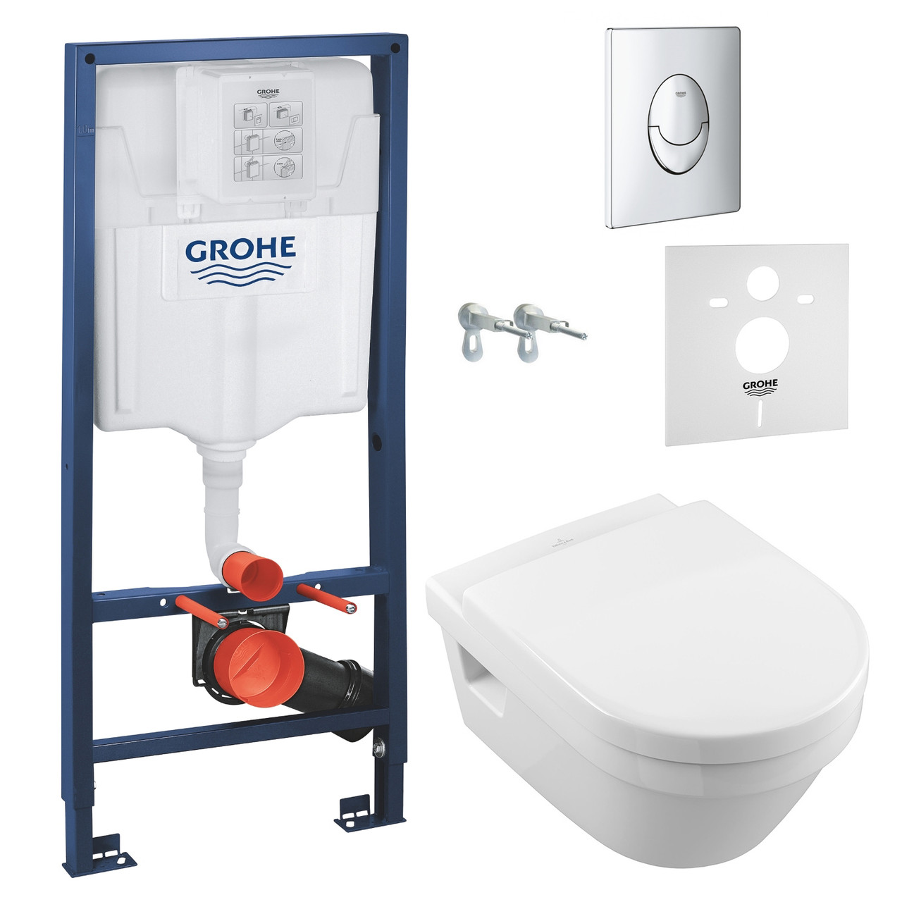 

Унитаз подвесной VILLEROY & BOCH Architectura Directflush 37*53см сидение Slow closing в комплекте инсталляция GROHE