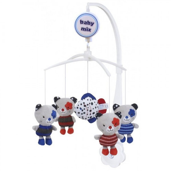 

Мобиль-карусель Baby Mix TK-463M Котики музыкальный Красный/Синий