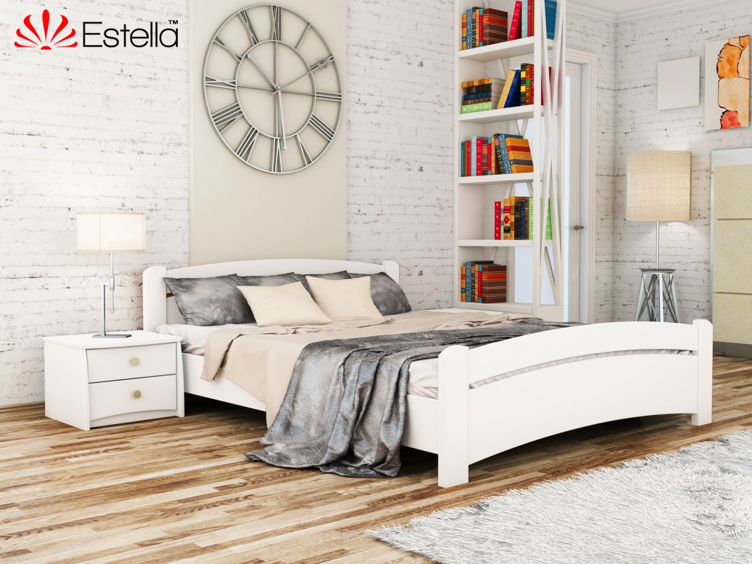 

Двухспальная кровать Estella Венеція 140х200 Белый (107 Щит 2Л4)