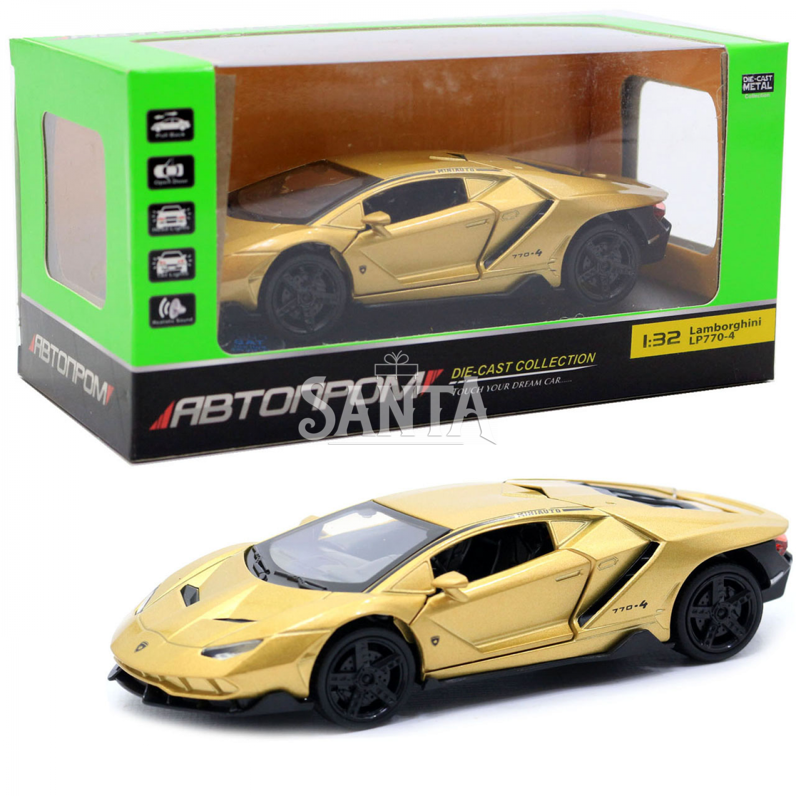 

Машинка игрушечная автопром «Lamborghini LP770-4», 15, свет, звук, золотой (7861)