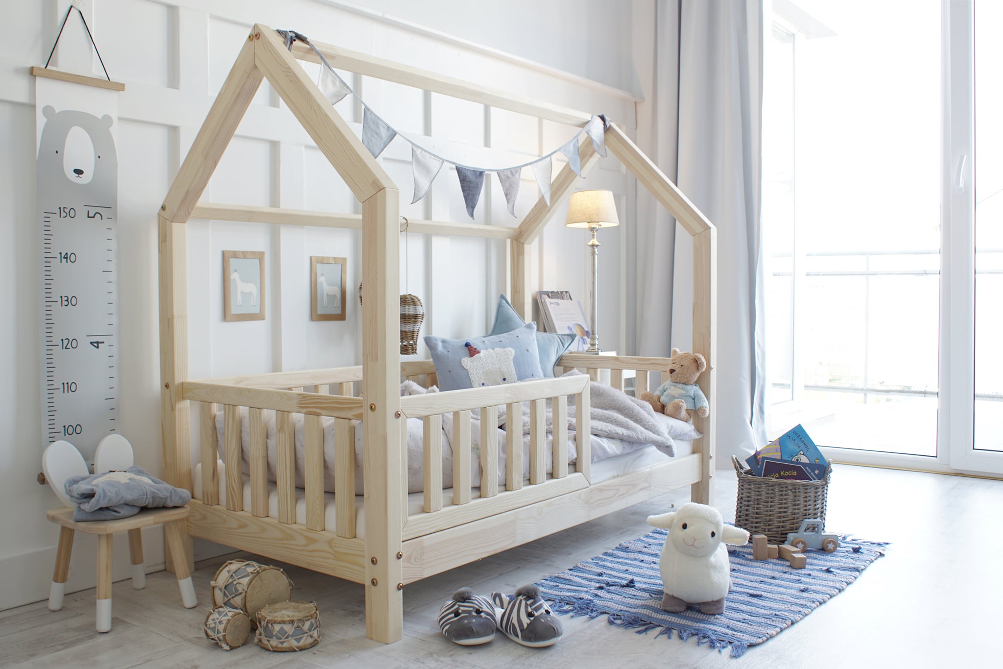 

Детская кроватка домик Tekstura Domik-1 усиленная с бортиками Натуральное дерево 190х90 цвет Натуральный