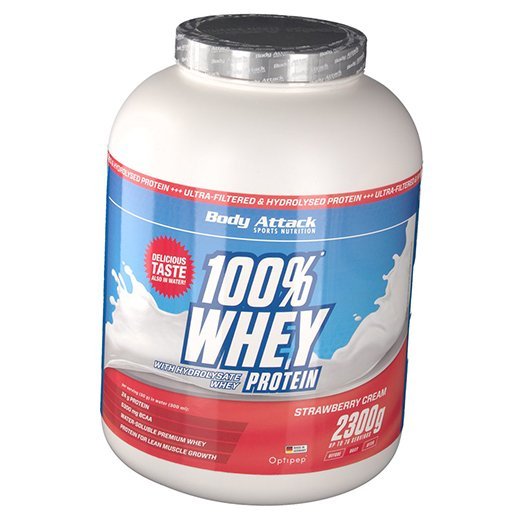 

Концентрат Сывороточного Протеина, 100% Whey Protein, Body Attack 2300г Клубника-крем (29251004)