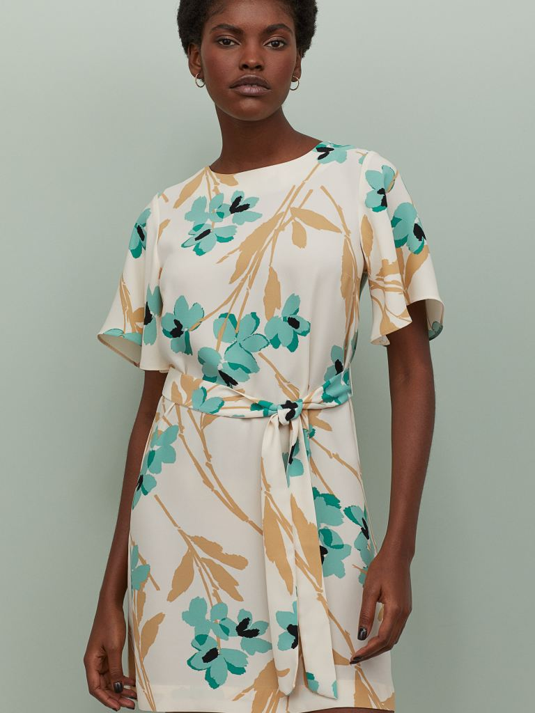 

Платье H&M 060868762 38 Бежевое с зеленым