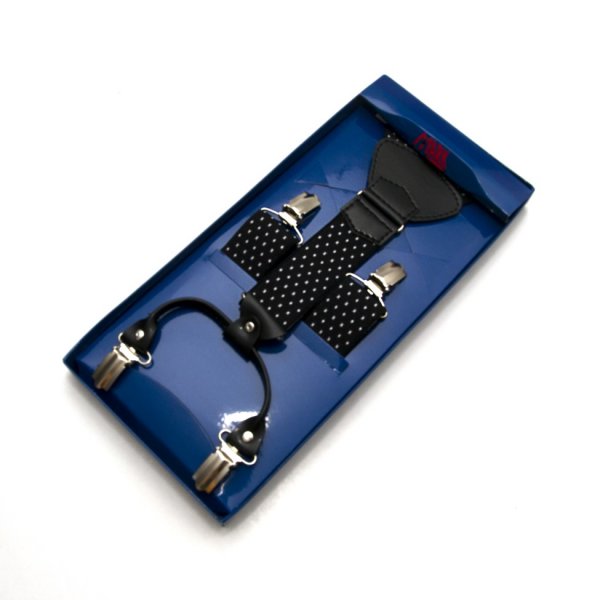 

Підтяжки Gofin подарункові чорні в білі хрестики Y образні PU-0503