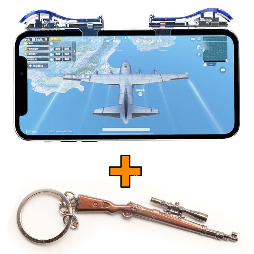 

Игровые контроллеры Marpiel X3 (геймпад триггеры курки для смартфона для PUBG) + брелок Kar98k