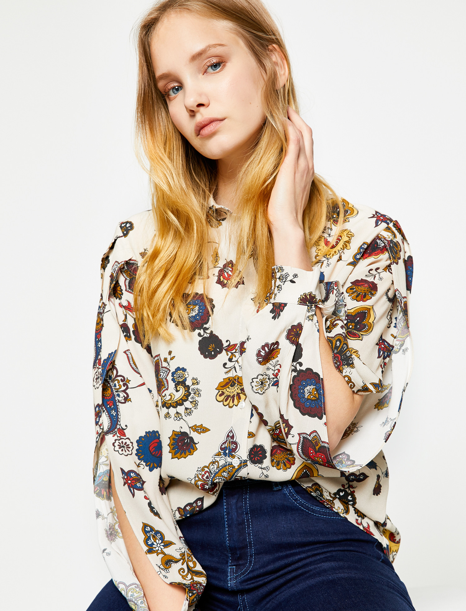 

Рубашка Koton 8KAF60358FW-89E  Ecru Design, Рубашка Koton 8KAF60358FW-89E 36 Ecru Design