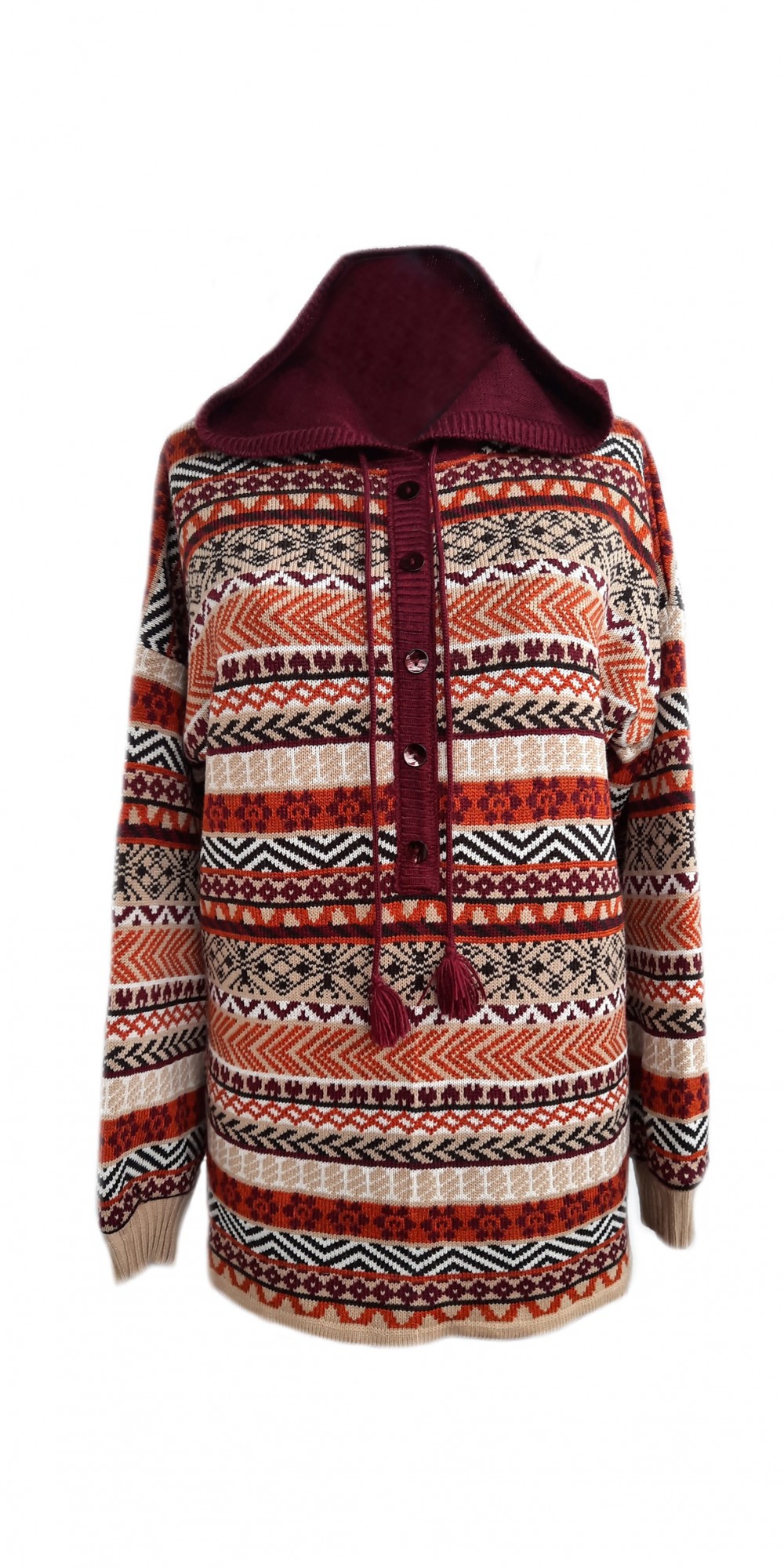 

Джемпер Gannusya Этно L-XL Беж-теракот-бордо W216981