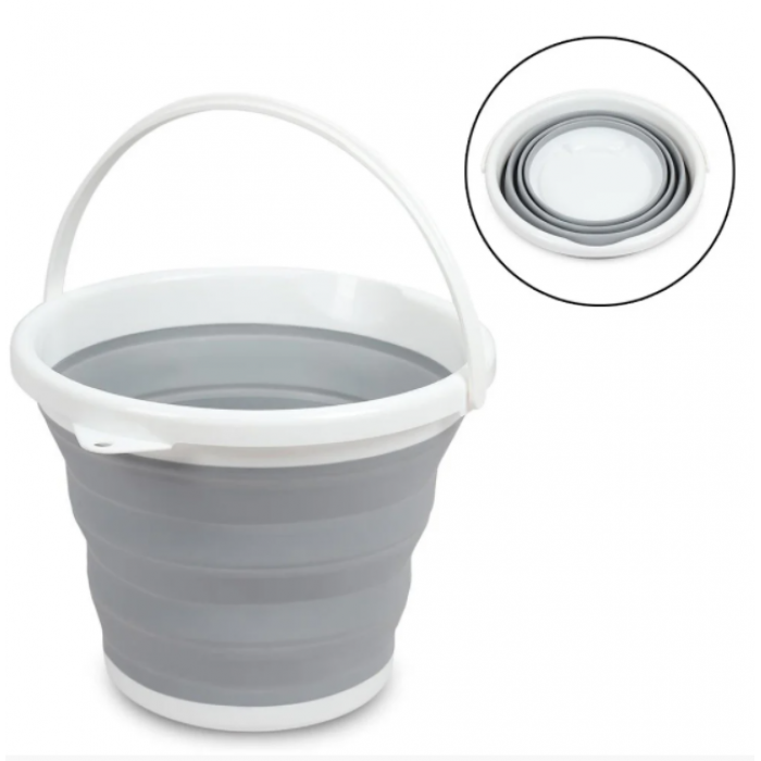 

Ведро 10 литров туристическое складное Collapsible Bucket Серый (IM)