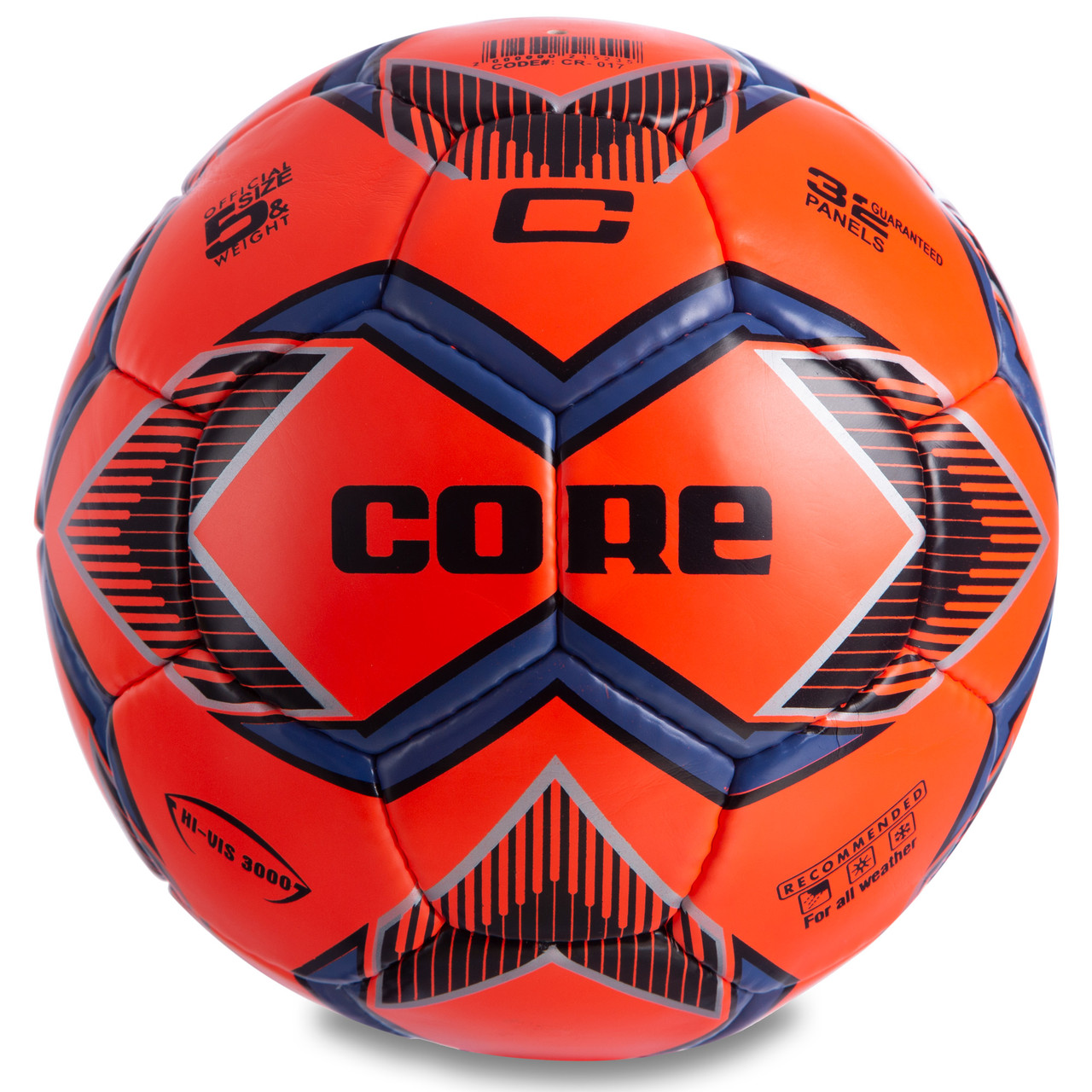 

Мяч футбольный размер 5 тренировочный для улицы CORE HI VIS3000 Полиуретан Красно-черный (СПО CR-017)