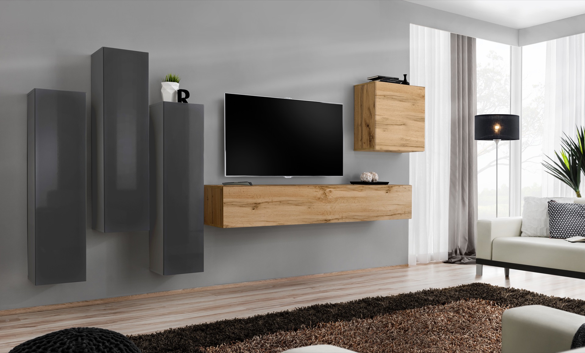 

Меблева стінка Switch III ASM GWT SW 3 графіт/ дуб вотан