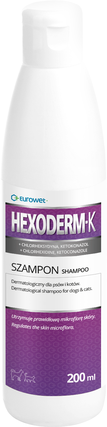 

Дерматологічний шампунь Eurowet Гексодерм-К Hexoderm-К з хлоргексидином та кетоконазолом для собак та котів 200 мл