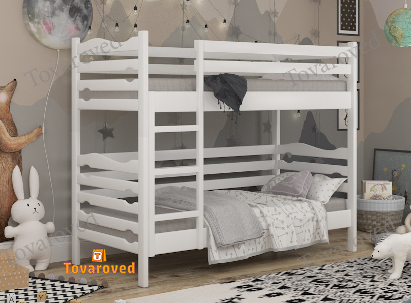 

Двухъярусная кровать 90х190 Wellmebely Эрика Трансформер сосна Белый Л6