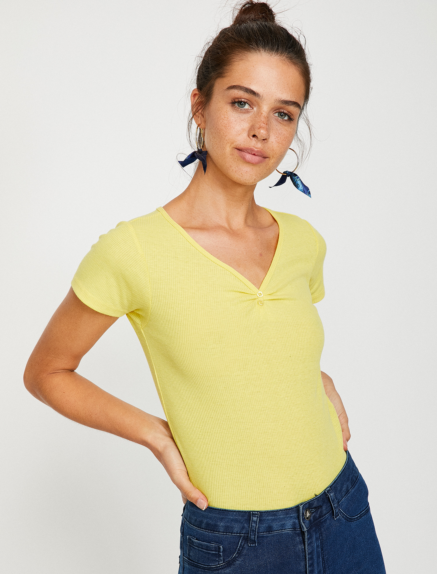 

Футболка Koton 8YAL11760JK-170  Yellow, Футболка Koton 8YAL11760JK-170 S Yellow