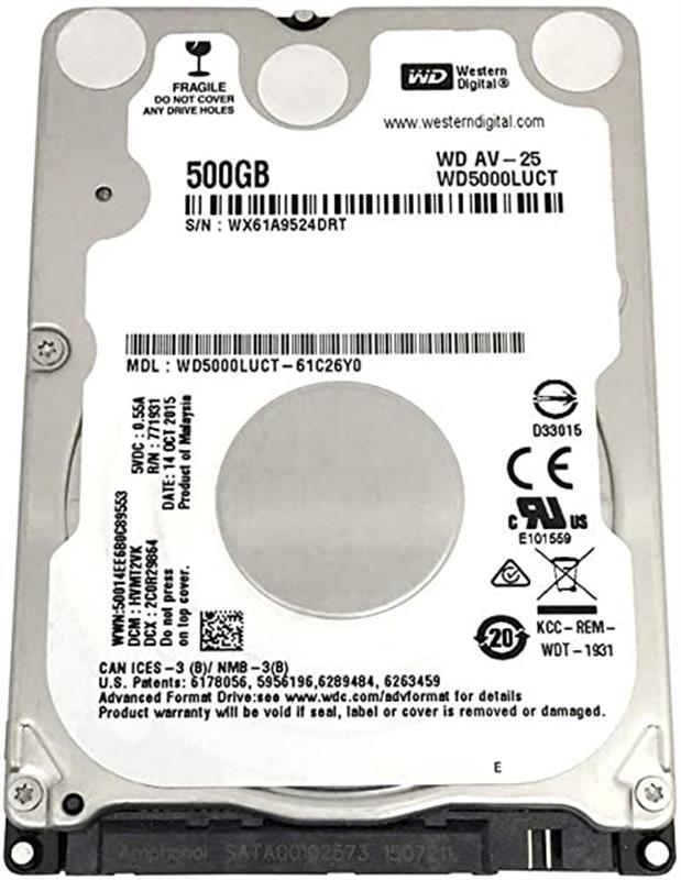 

Накопитель HDD 2.5" SATA 500GB WD AV-25 5400rpm 16MB (WD5000LUCT)