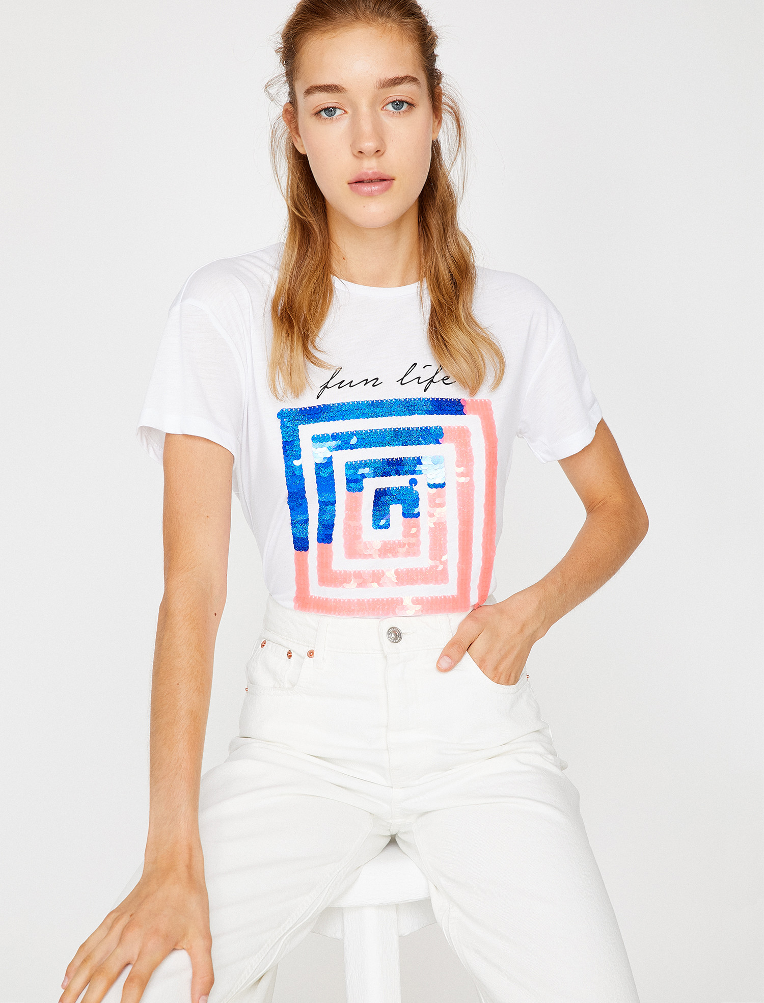 

Футболка Koton 9KAK13842GK-001 L Off White
