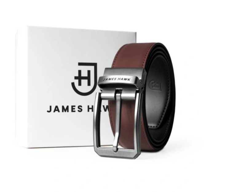 

Мужской ремень двусторонний кожаный James Hawk 110 см