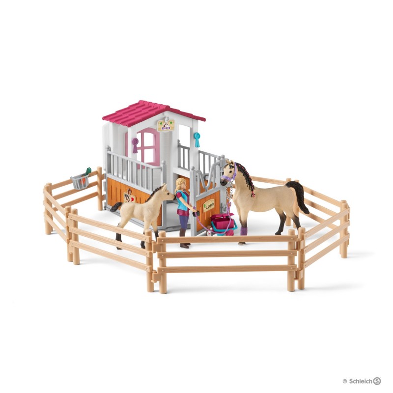 

Игровой набор Schleich Девушка-конюх в стойле с арабскими лошадьми (42369)