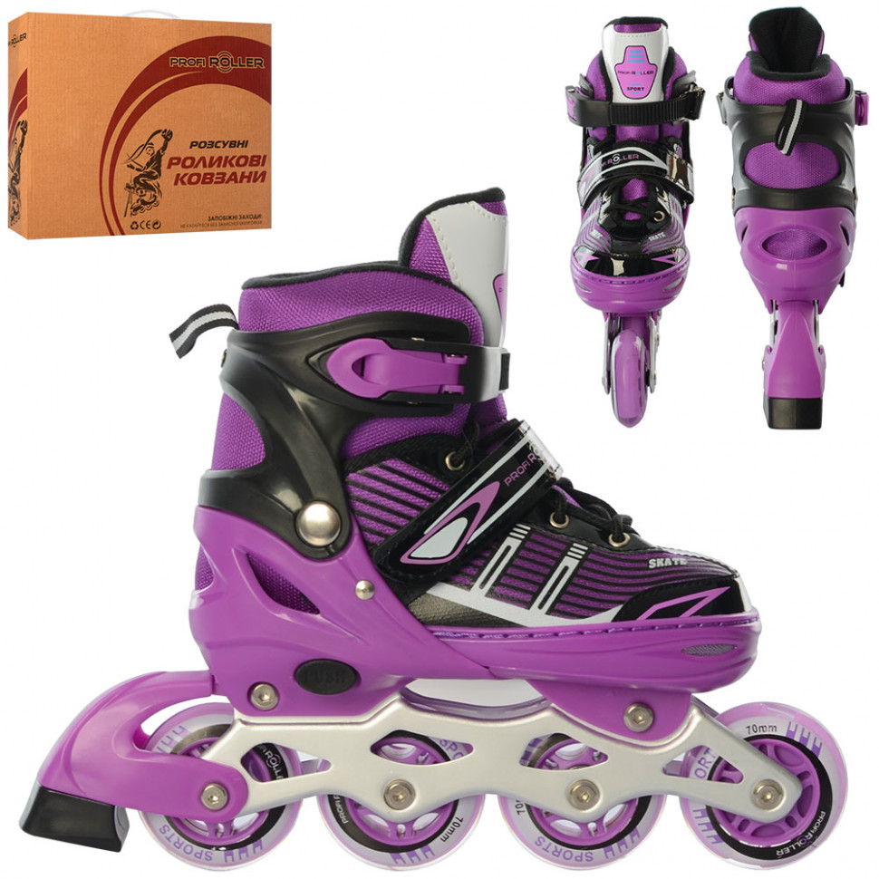

Детские раздвижные роликовые коньки Profi Roller Skates Paint Фиолетовый 35-38 размер на шнуровке