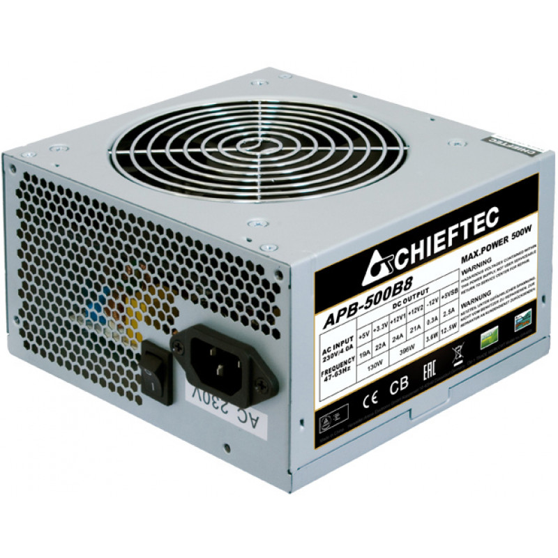 

Блок питания Chieftec APB_500B8 Value, ATX 2.3, APFC, 12cm fan, КПД >80%, bulk