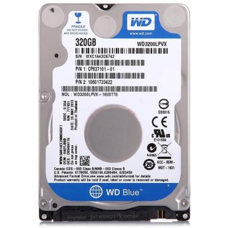 

Жесткий диск Western Digital Blue 320ГБ 5400об/м 8МБ 2.5" SATA III (WD3200LPVX)