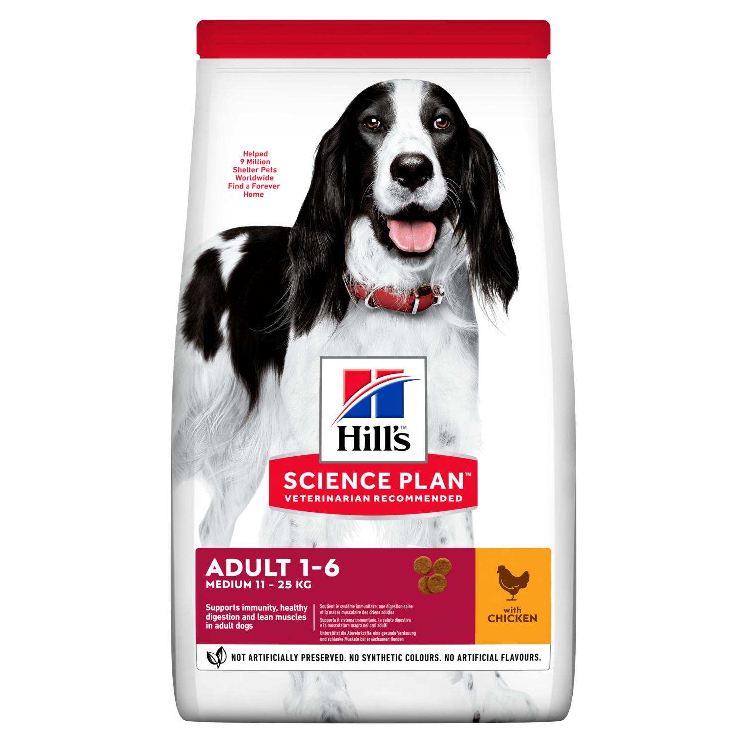 

Сухой корм HILL'S SCIENCE PLAN Adult Medium для собак средних пород, с Курицей - 14 кг