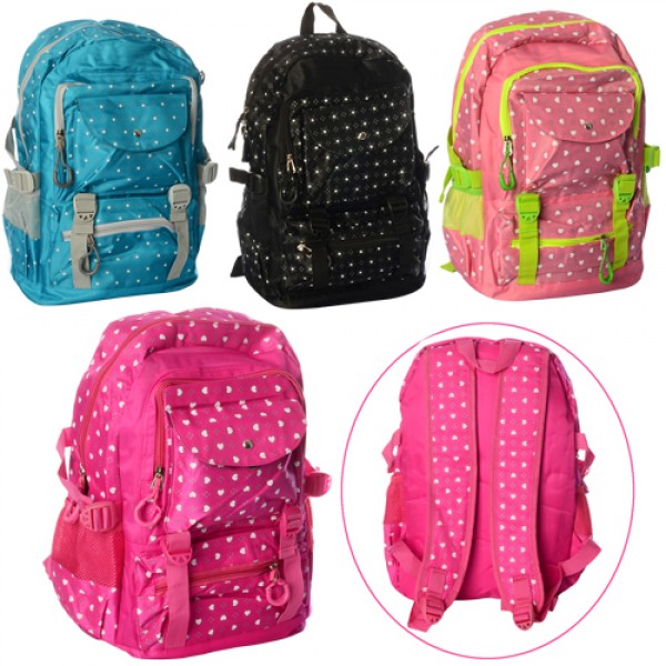 

Рюкзак 6807 (60шт) застежка-молния,2внутр.карм,4наружн.кармана, 2вид(микс.цв),в кульке,43-34-3см