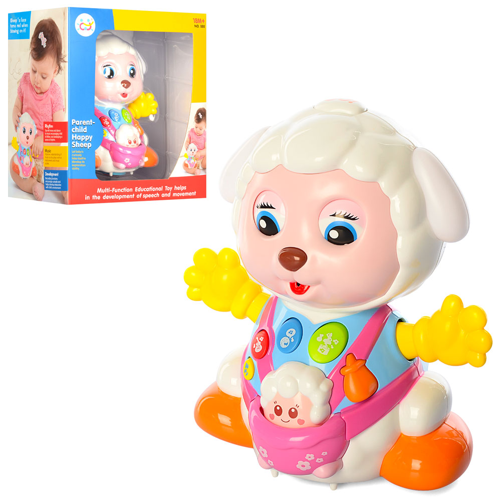 

Животное 888 (36шт) овечка, 16см, муз, зв(англ), св, подвиж.детали, ездит, в кор-ке, 20-22-16см