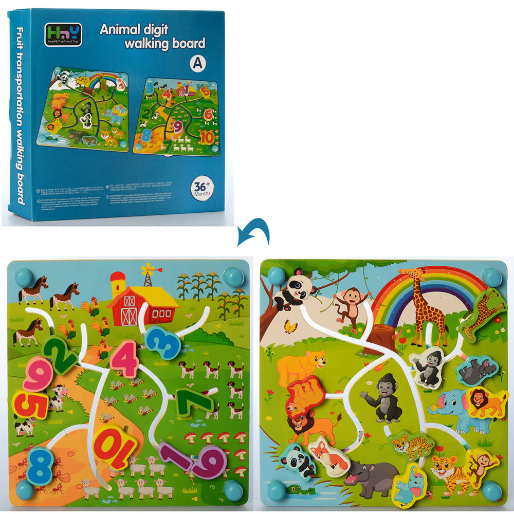 

Деревянная игрушка Игра MD 2539 (32шт) лабиринт,2вида(цифры,животные), в кор-ке, 30-30-4,5см