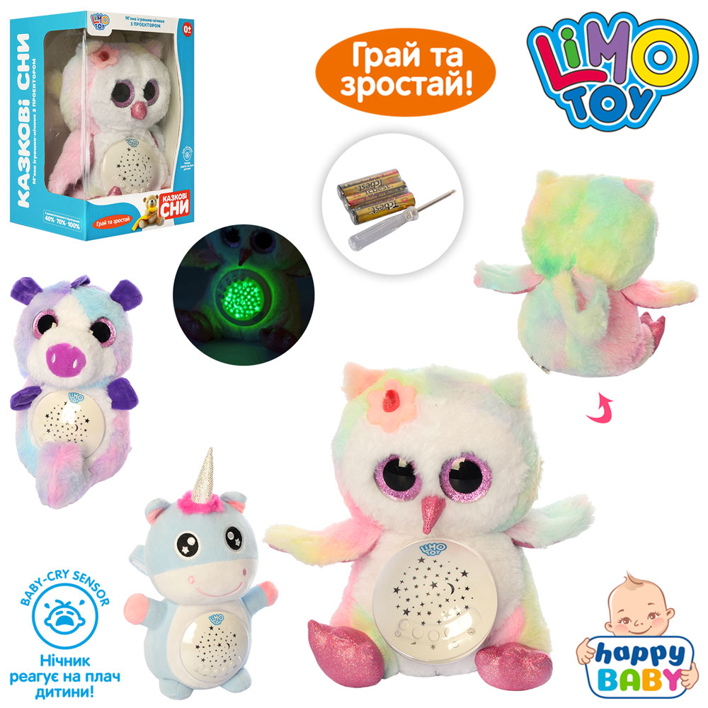 

Ночник HB 0013 ABC (12шт) животное20см,реаг.на плач,муз,зв,проек,таймер,USB,3в,кор,13-21,5-13см