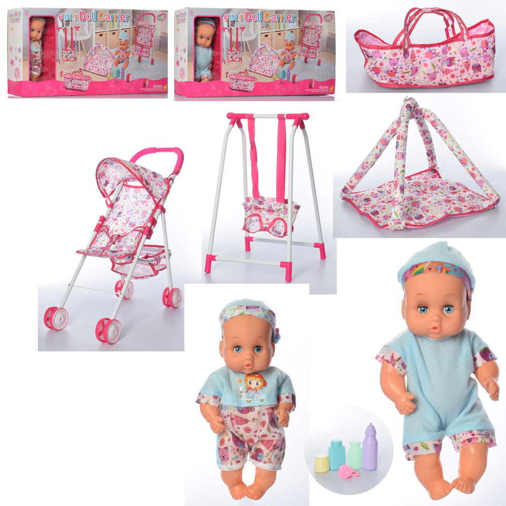 

Набор игровой CYD-212 (6шт) коляска,качели,люлька-переноска,коврик,пупс26см,2вида,кор,66,5-31,5-11см