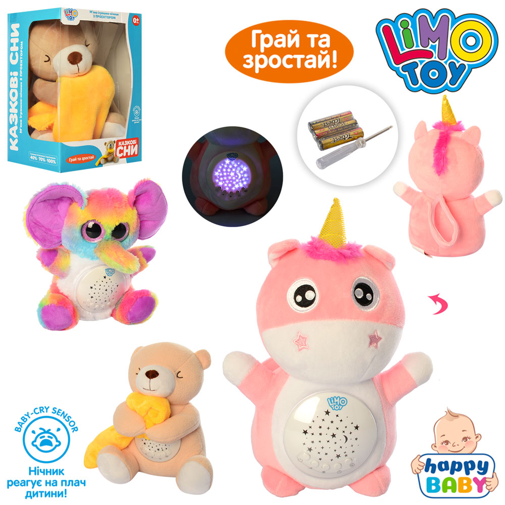 

Ночник HB 0012 ABC (12шт) животное23см,реаг.на плач,муз,зв,проект,таймер,3в,USB, кор,25-18-14,5см
