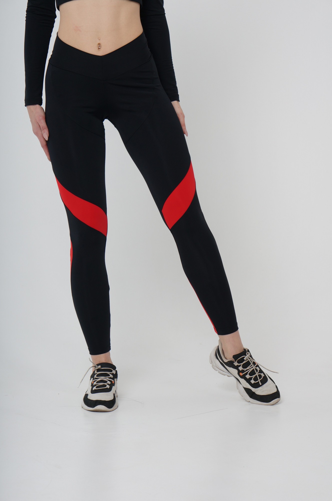 

Лосины для фитнеса и йоги Vikifit Клер XS Черные с красным