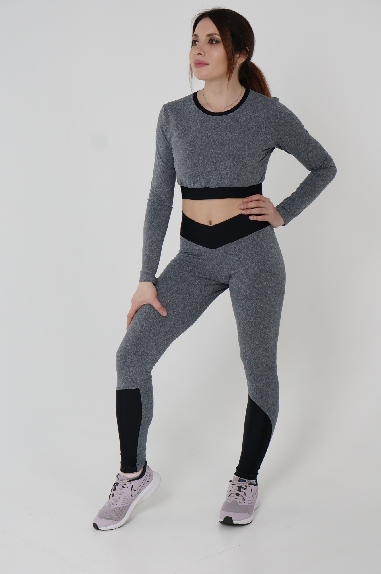 

Лосины для фитнеса и йоги Vikifit Gray Classic M Серый с черным