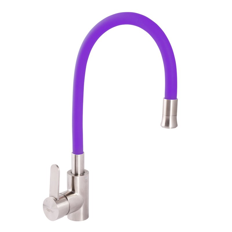 

Смеситель для кухни ZERIX LR74004-8 с фиолетовым гибким изливом (LL1478)
