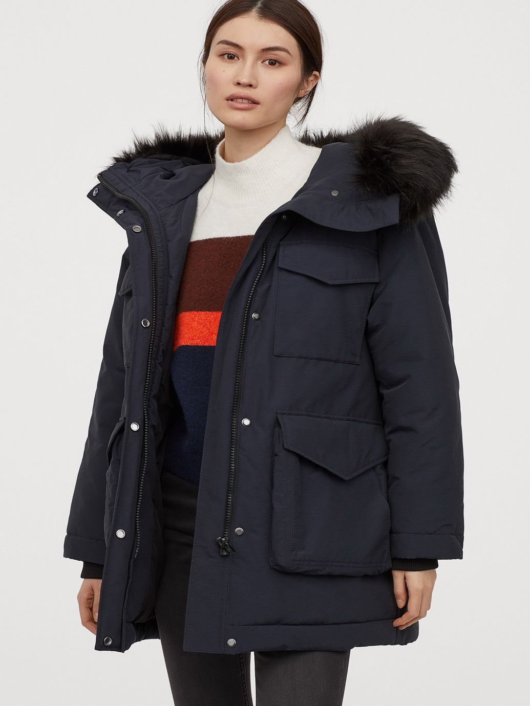 

Парка H&M 0795020-0  Темно-синяя, Парка H&M 0795020-0 XS Темно-синяя