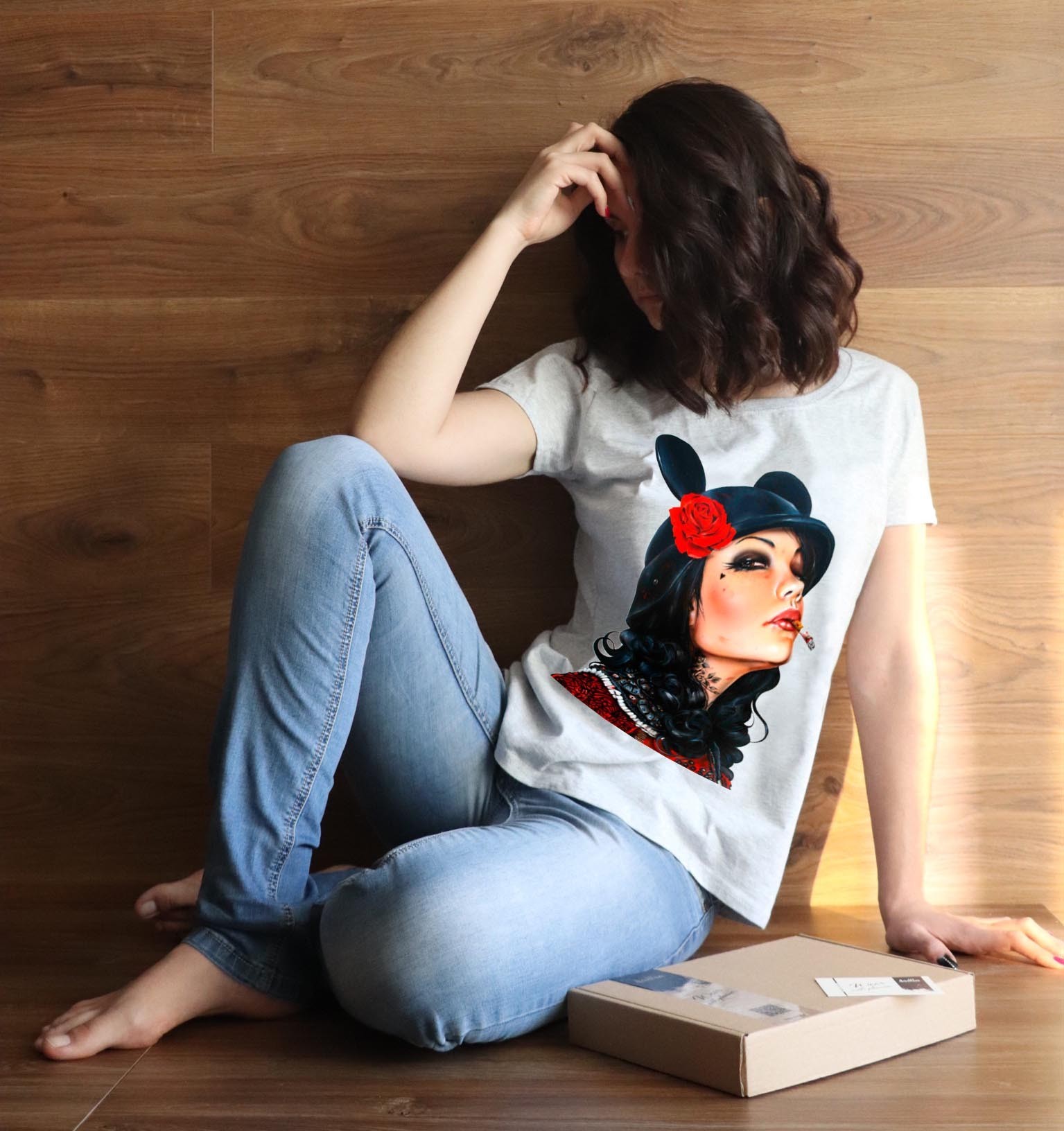 

Футболка Fruit of the loom Vitrina Print 80045 S Серая
