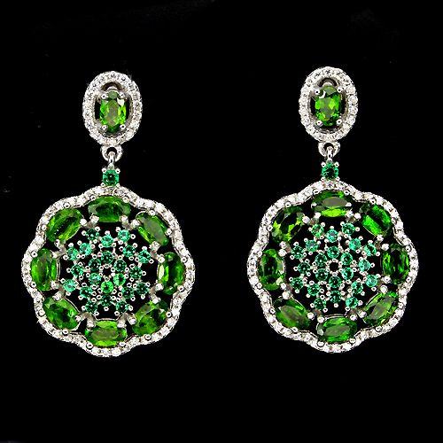 

Серьги из серебра с диопсидом С1468