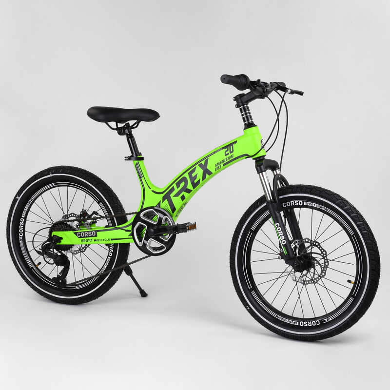 

Детский спортивный велосипед с магниевой рамой, 7 скоростей, 20’’ CORSO «T-REX» Light green (100094)