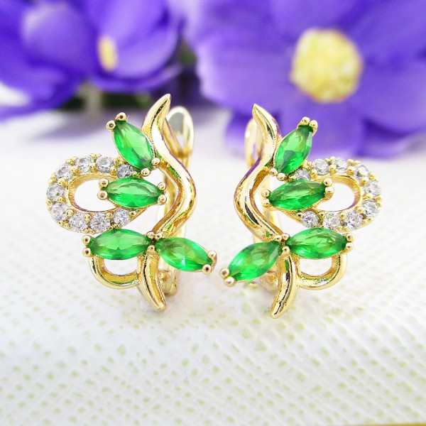 

Серьги Xuping с зелеными фианитами позолота 18К 5516000