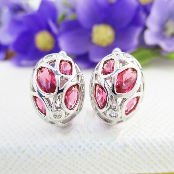 

Серьги Xuping с розовыми фианитами родиум 9041000