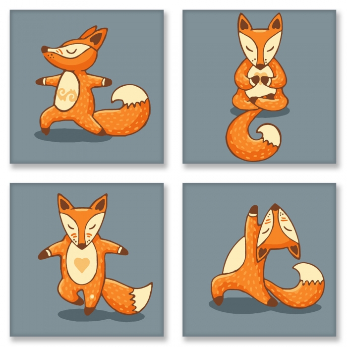 

Набор для розпису по номерам Поліптих "Yoga-fox"(4шт.)18*18см