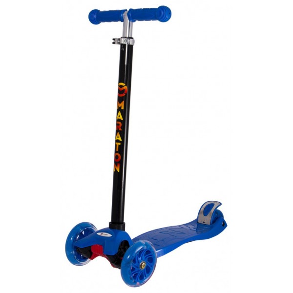 

Самокат Maraton Scooter 98 синий, регулируемый руль, светящиеся колеса