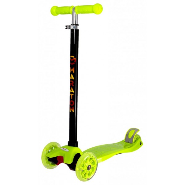 

Самокат Maraton Scooter 98 зеленый, регулируемый руль, светящиеся колеса